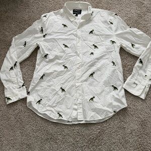 Bonobos White Dinosaur Print Button-Up Shirt – Size Large
